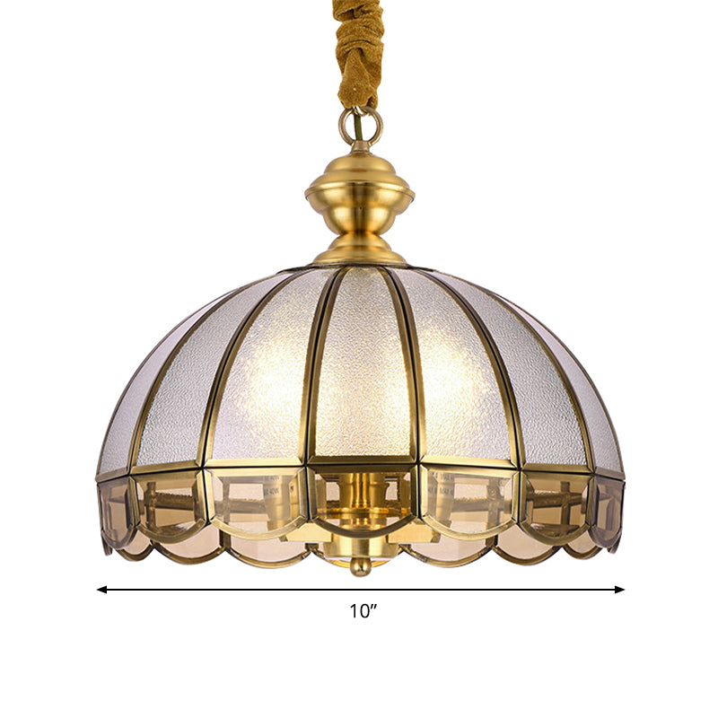 Brass 1 Bulb Hanging Ceiling Light Vintage Water Glass Dome Suspension Pendant Lamp Clearhalo 'Ceiling Lights' 'Close To Ceiling Lights' 'Glass shade' 'Glass' 'Pendant Lights' 'Pendants' Lighting' 285566