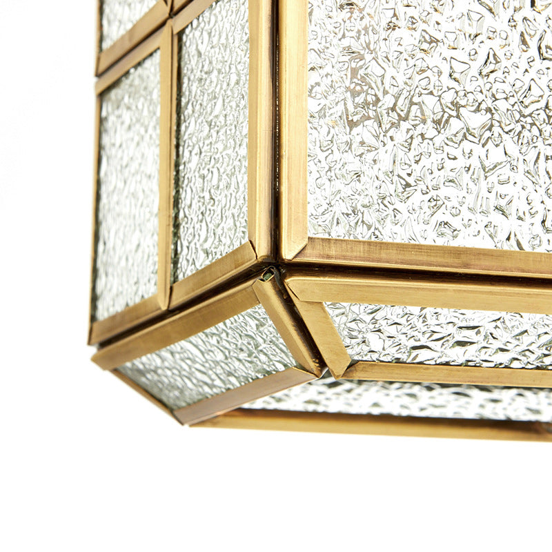 Gold Lantern Hanging Lamp Traditional Clear Frosted Glass 6.5