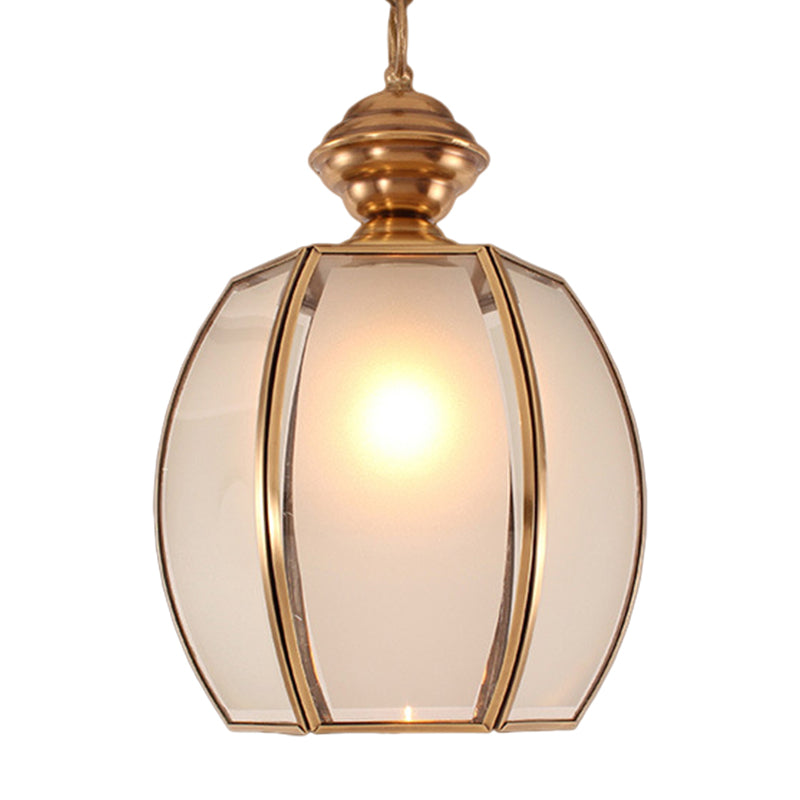 White Glass Lantern Hanging Lighting Traditional 1 Head Restaurant Suspension Pendant Lamp Clearhalo 'Ceiling Lights' 'Glass shade' 'Glass' 'Pendant Lights' 'Pendants' Lighting' 285724