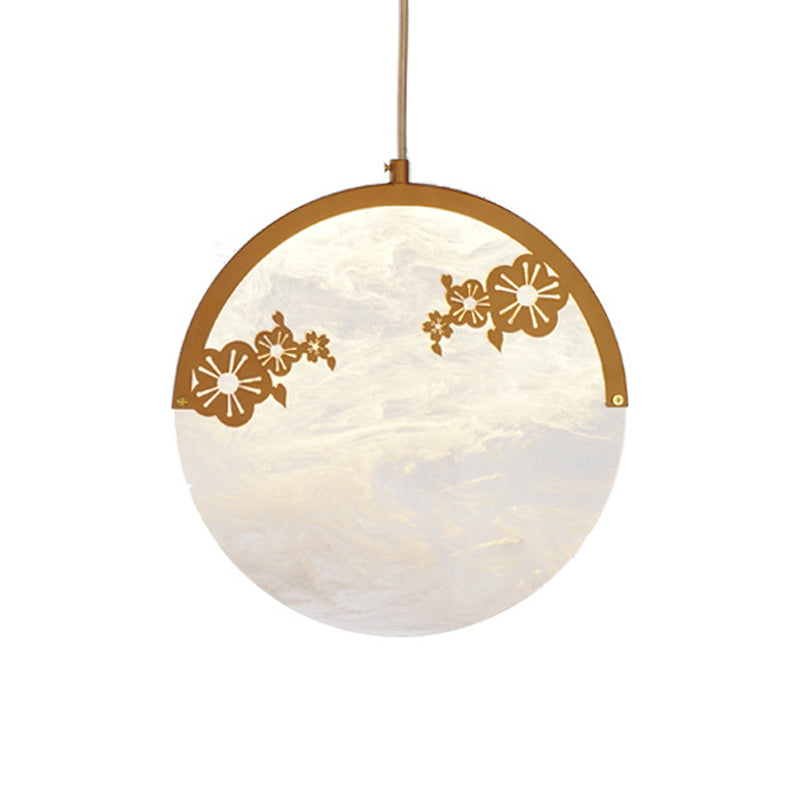 Flower/Leaf Acrylic Hanging Pendant Classic 1 Light Living Room Suspension Light in Gold Clearhalo 'Ceiling Lights' 'Pendant Lights' 'Pendants' Lighting' 286030