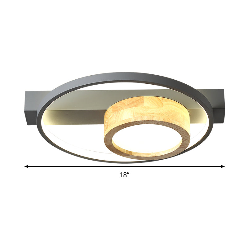 Wood Round Flush Mount Fixture Minimalist Gray/White LED Ceiling Light for Living Room Clearhalo 'Ceiling Lights' 'Close To Ceiling Lights' 'Close to ceiling' 'Flush mount' Lighting' 286506