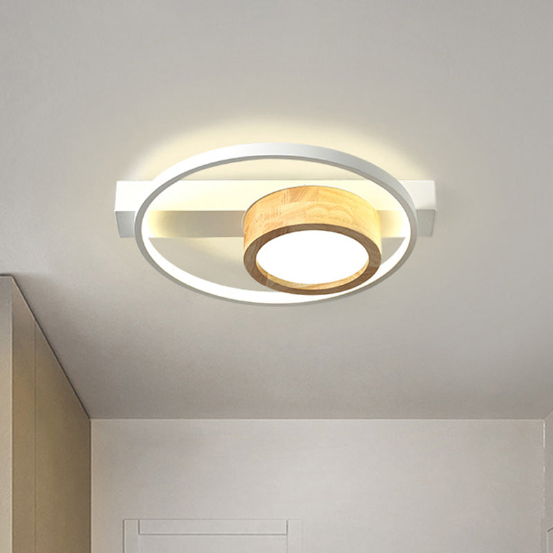 Wood Round Flush Mount Fixture Minimalist Gray/White LED Ceiling Light for Living Room White Clearhalo 'Ceiling Lights' 'Close To Ceiling Lights' 'Close to ceiling' 'Flush mount' Lighting' 286508