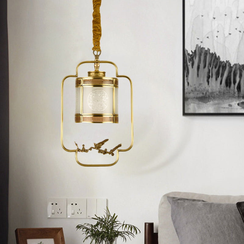 1 Light Metal Pendant Lighting Classic Style Brass Cylinder Corridor Hanging Lamp Kit Brass Clearhalo 'Ceiling Lights' 'Pendant Lights' 'Pendants' Lighting' 286758_17f9a9d7-6f77-4263-90c4-c42575fdc00d