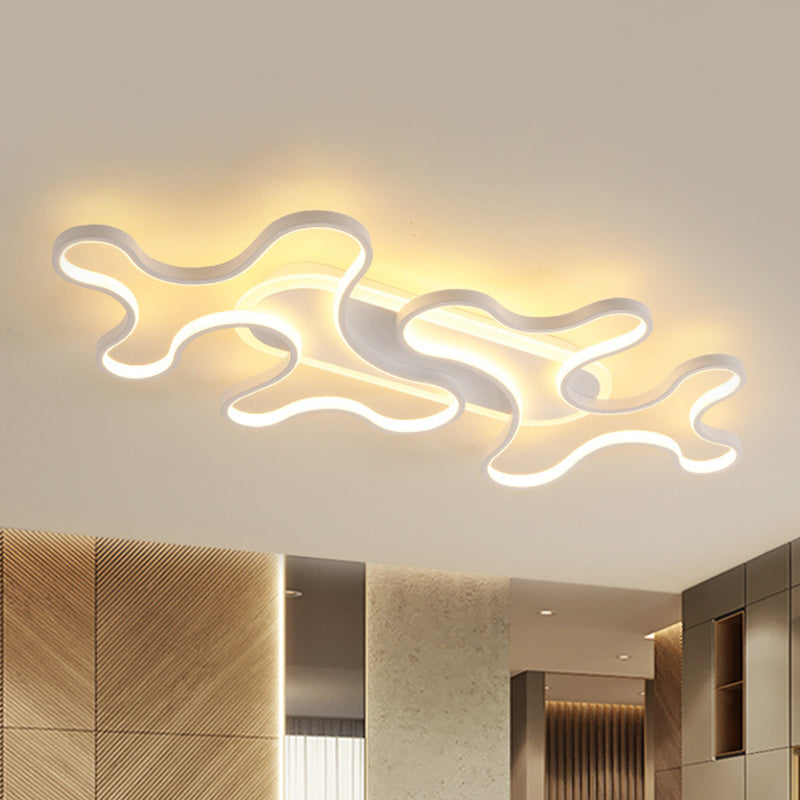 Wave Acrylic Flush Light Simple Style White LED Ceiling Mount Light Fixture in Warm/White Light White Warm Clearhalo 'Ceiling Lights' 'Close To Ceiling Lights' 'Close to ceiling' 'Flush mount' Lighting' 286976