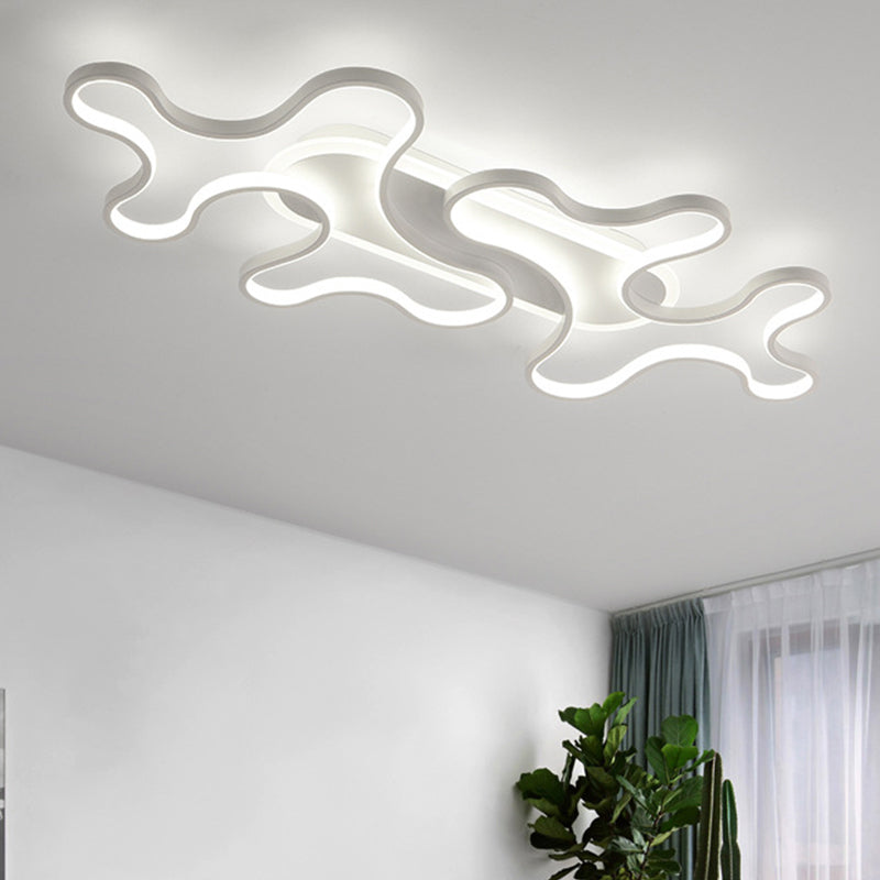 Wave Acrylic Flush Light Simple Style White LED Ceiling Mount Light Fixture in Warm/White Light White White Clearhalo 'Ceiling Lights' 'Close To Ceiling Lights' 'Close to ceiling' 'Flush mount' Lighting' 286977