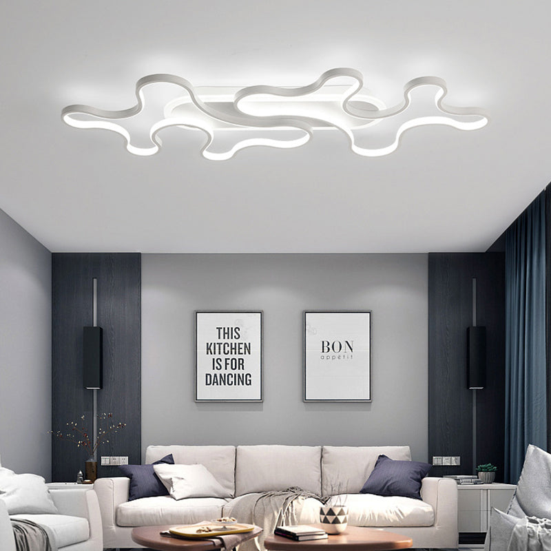 Wave Acrylic Flush Light Simple Style White LED Ceiling Mount Light Fixture in Warm/White Light Clearhalo 'Ceiling Lights' 'Close To Ceiling Lights' 'Close to ceiling' 'Flush mount' Lighting' 286978