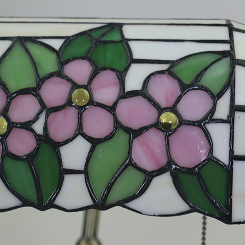 Stained Glass Rose/Plum Blossom/Lotus Nightstand Lamp Tiffany Style Single Head Brass Table Light for Bedroom Clearhalo 'Lamps' 'Table Lamps' Lighting' 287522