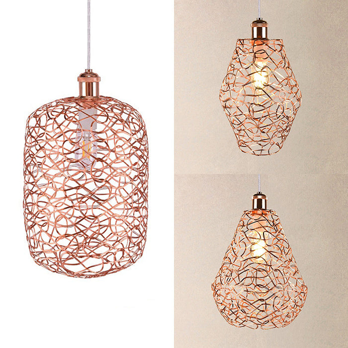 Copper Wire Guard Pendant Light with Shade Vintage Style Metal 1 Light Living Room Hanging Lamp Clearhalo 'Art Deco Pendants' 'Cast Iron' 'Ceiling Lights' 'Ceramic' 'Crystal' 'Industrial Pendants' 'Industrial' 'Metal' 'Middle Century Pendants' 'Pendant Lights' 'Pendants' 'Tiffany' Lighting' 28807