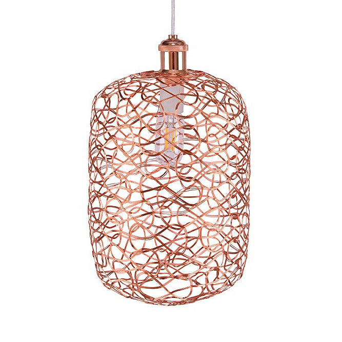 Copper Wire Guard Pendant Light with Shade Vintage Style Metal 1 Light Living Room Hanging Lamp Copper A Clearhalo 'Art Deco Pendants' 'Cast Iron' 'Ceiling Lights' 'Ceramic' 'Crystal' 'Industrial Pendants' 'Industrial' 'Metal' 'Middle Century Pendants' 'Pendant Lights' 'Pendants' 'Tiffany' Lighting' 28808