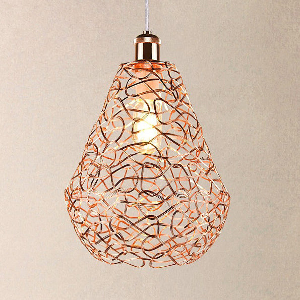 Copper Wire Guard Pendant Light with Shade Vintage Style Metal 1 Light Living Room Hanging Lamp Copper C Clearhalo 'Art Deco Pendants' 'Cast Iron' 'Ceiling Lights' 'Ceramic' 'Crystal' 'Industrial Pendants' 'Industrial' 'Metal' 'Middle Century Pendants' 'Pendant Lights' 'Pendants' 'Tiffany' Lighting' 28813