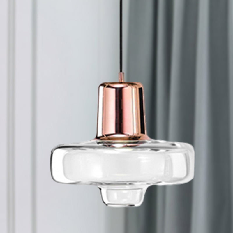 Gyro Hanging Pendant Light Contemporary Clear Glass 1 Light Black/Champagne/Rose Gold Suspension Light, 8