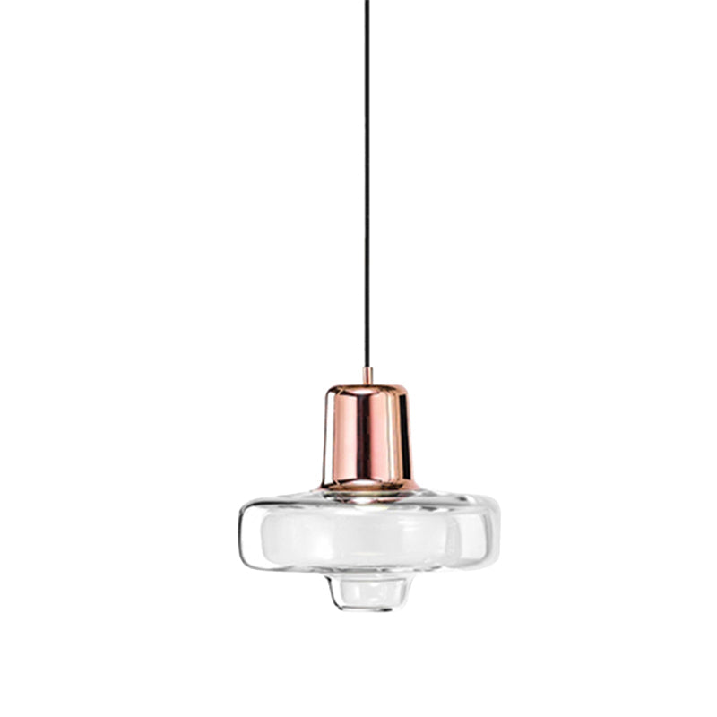 Gyro Hanging Pendant Light Contemporary Clear Glass 1 Light Black/Champagne/Rose Gold Suspension Light, 8