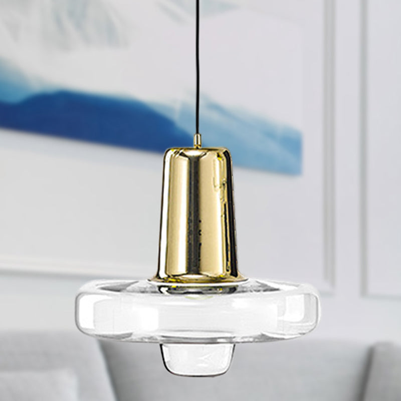 Gyro Hanging Pendant Light Contemporary Clear Glass 1 Light Black/Champagne/Rose Gold Suspension Light, 8