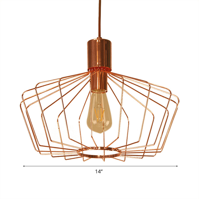 Geometric Cage Indoor Suspension Light Retro Style Metal 1 Light Brass/Copper Pendant Lighting Clearhalo 'Art Deco Pendants' 'Cast Iron' 'Ceiling Lights' 'Ceramic' 'Crystal' 'Industrial Pendants' 'Industrial' 'Metal' 'Middle Century Pendants' 'Pendant Lights' 'Pendants' 'Tiffany' Lighting' 28823