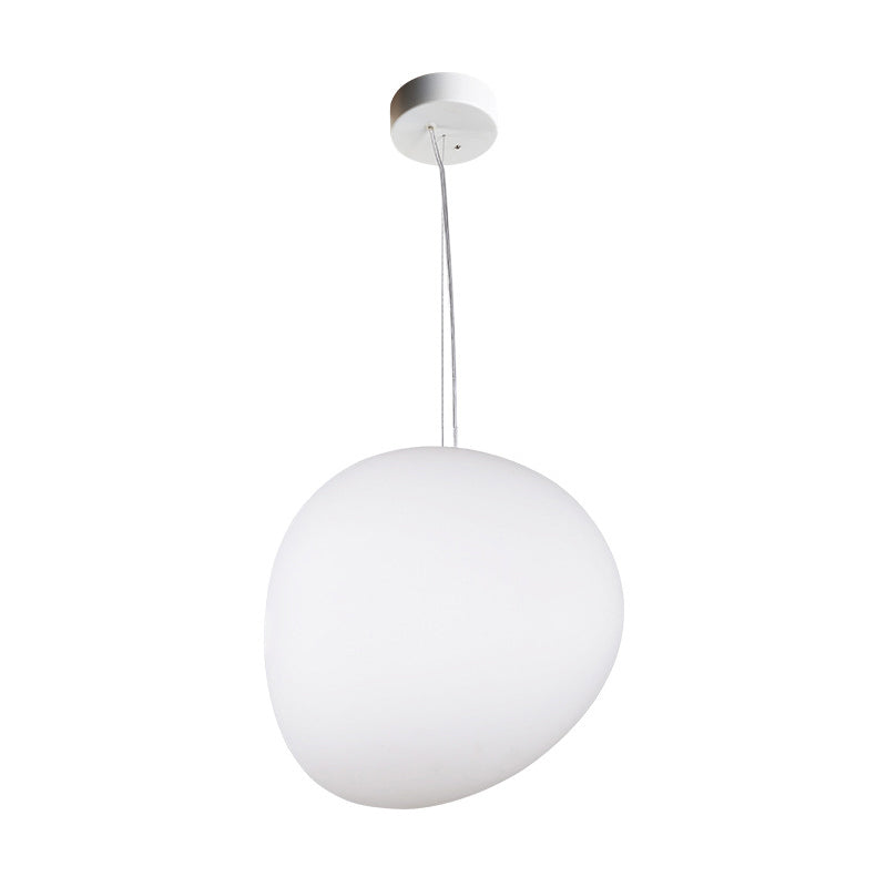 White Glass Oval Ceiling Pendant Light Simple Style 6