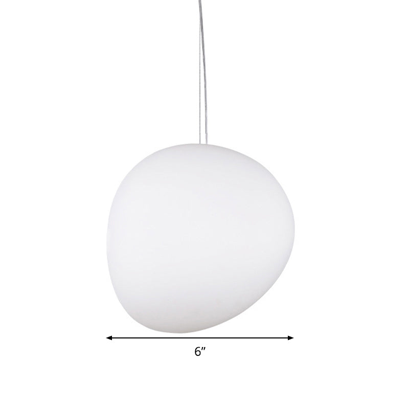 White Glass Oval Ceiling Pendant Light Simple Style 6