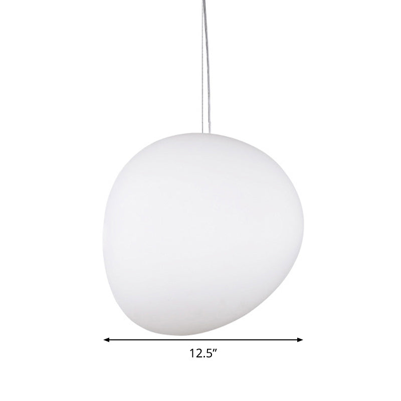 White Glass Oval Ceiling Pendant Light Simple Style 6