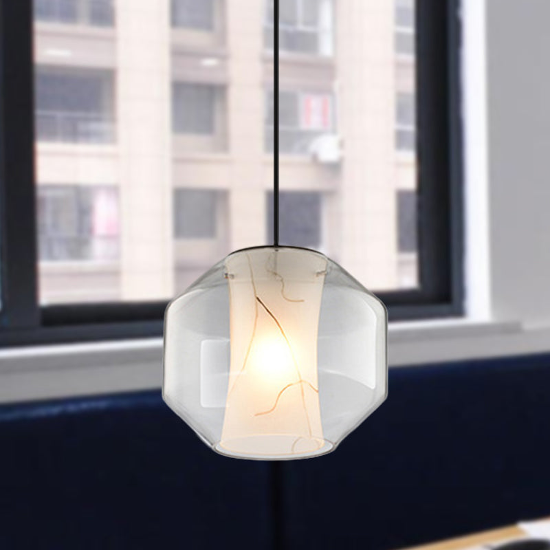 Clear Glass Lantern Pendant Light Simple 8