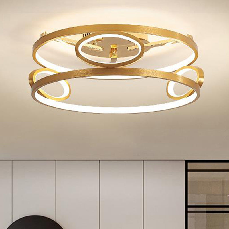 Tiered Semi Flush Light Simple Acrylic LED Gold Ceiling Mounted Fixture for Living Room, 18