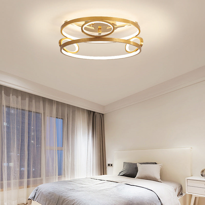 Tiered Semi Flush Light Simple Acrylic LED Gold Ceiling Mounted Fixture for Living Room, 18