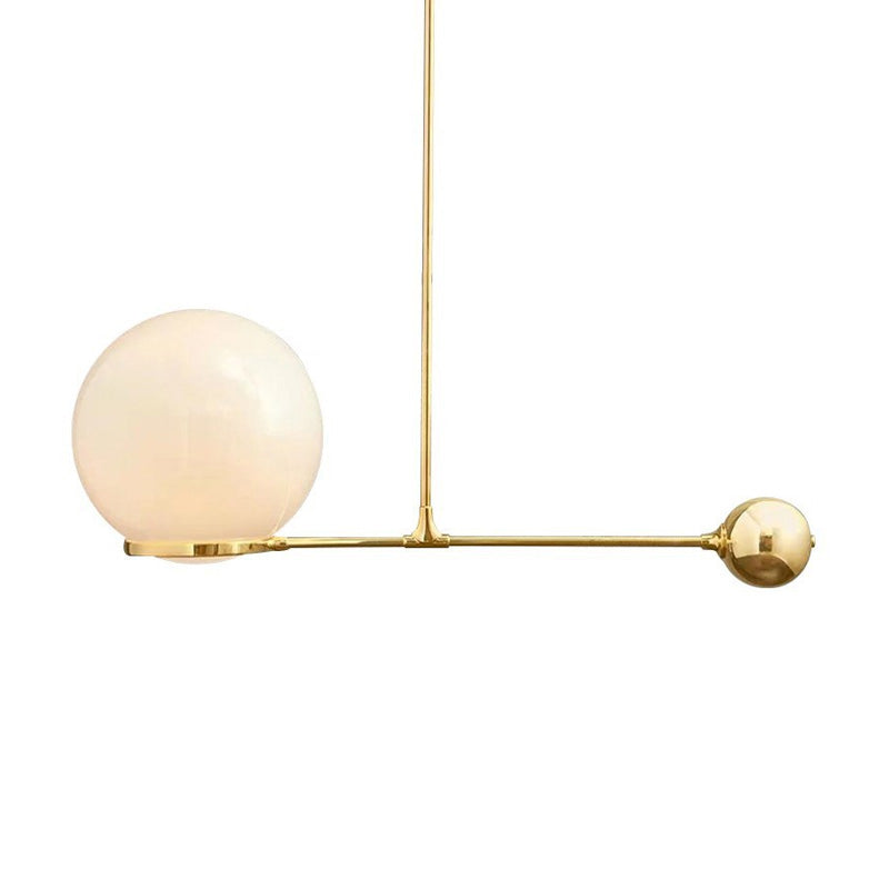 Globe Pendant Light Fixture Nordic Beige Glass 1 Head Gold Hanging Ceiling Light for Bedroom Clearhalo 'Ceiling Lights' 'Modern Pendants' 'Modern' 'Pendant Lights' 'Pendants' Lighting' 289080