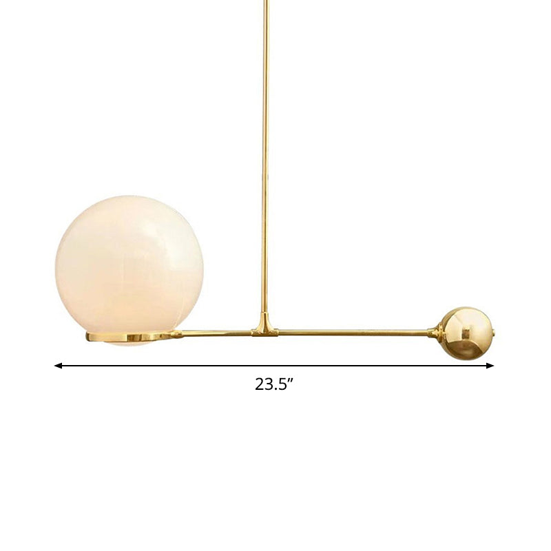 Globe Pendant Light Fixture Nordic Beige Glass 1 Head Gold Hanging Ceiling Light for Bedroom Clearhalo 'Ceiling Lights' 'Modern Pendants' 'Modern' 'Pendant Lights' 'Pendants' Lighting' 289081