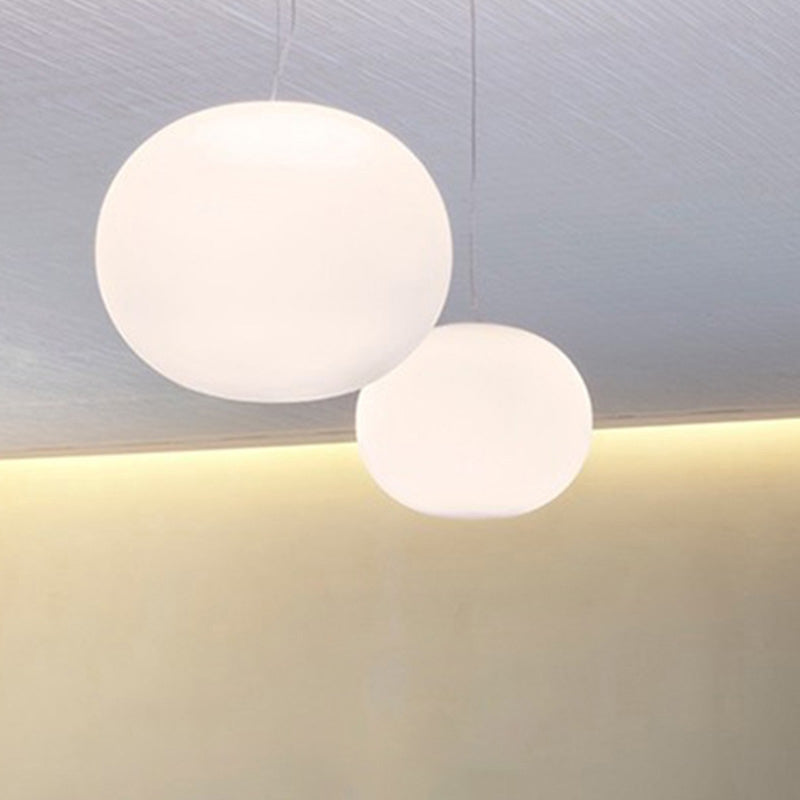 White Glass Oval Pendant Lamp Minimalist 1 Head 9.5