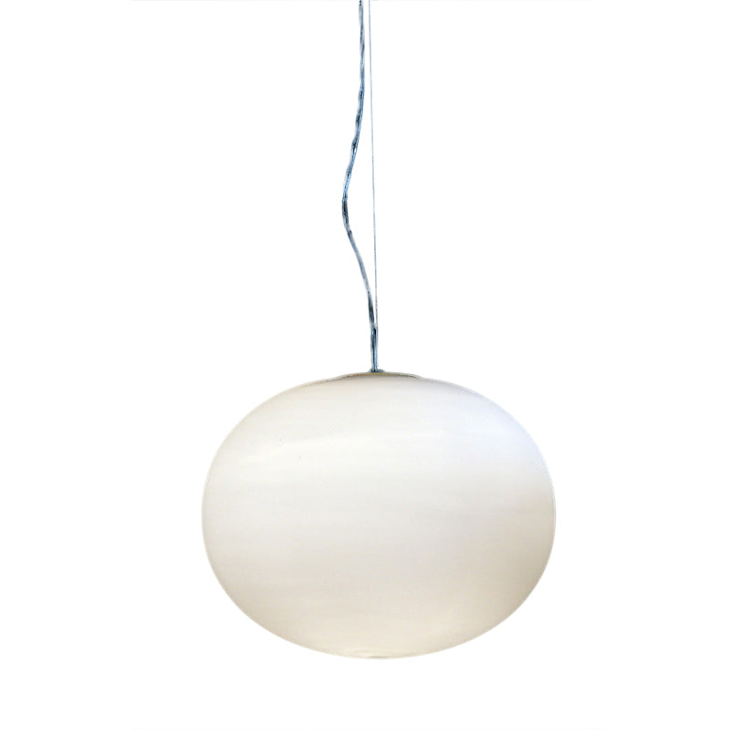 White Glass Oval Pendant Lamp Minimalist 1 Head 9.5