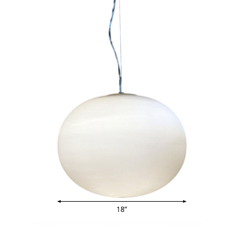 White Glass Oval Pendant Lamp Minimalist 1 Head 9.5