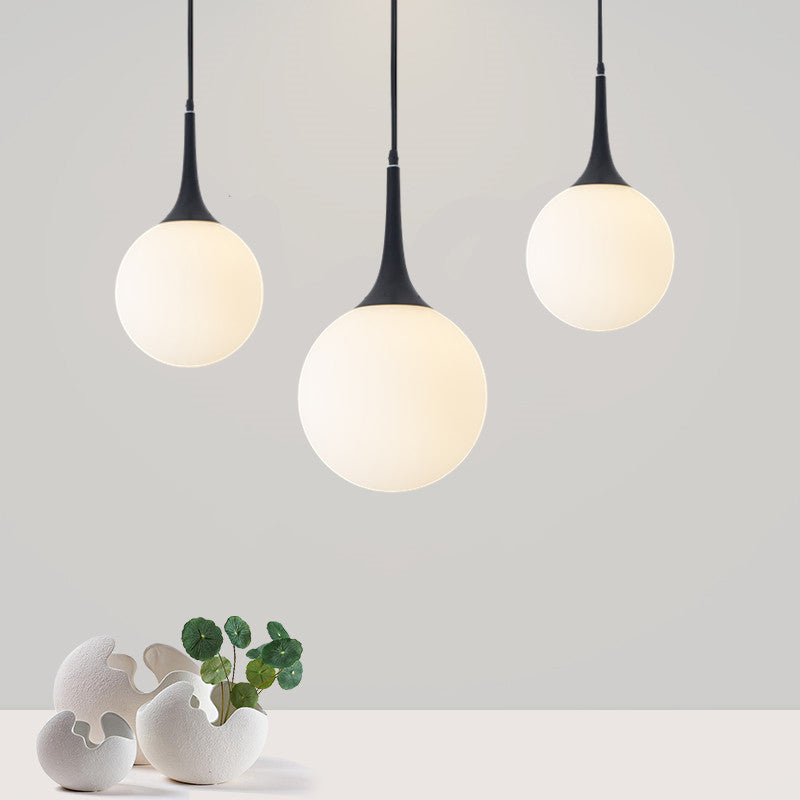 White Glass Sphere Hanging Ceiling Light Postmodern 1 Head 6