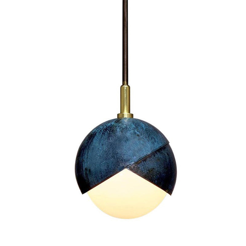 Semi Sphere Shade Pendant Lamp Postmodern Metal 1 Head Blue Hanging Lamp, 5.5