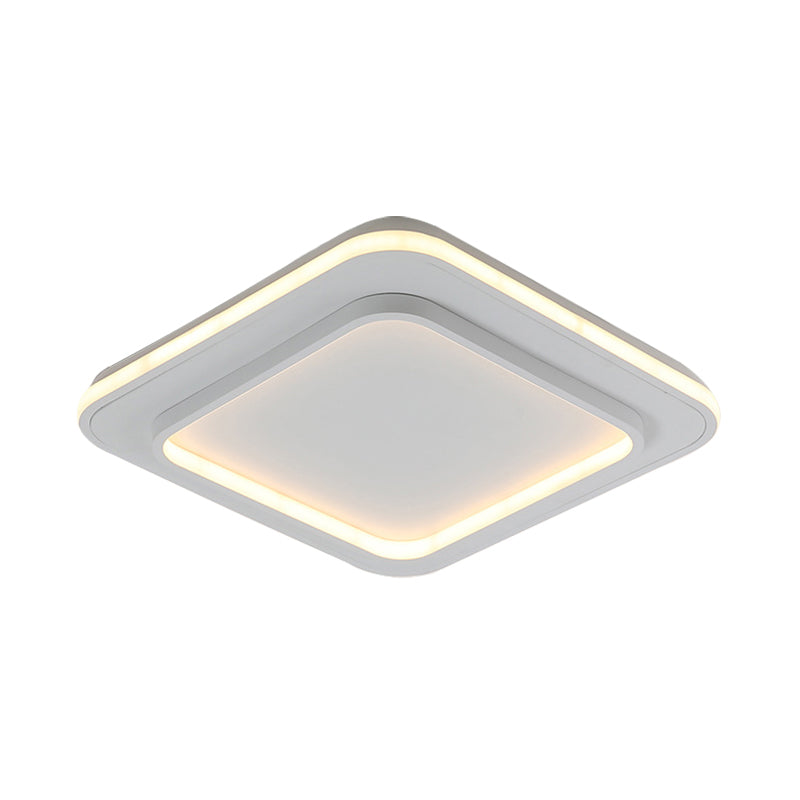 White Square Flush Mount Lighting Minimalist Acrylic 18