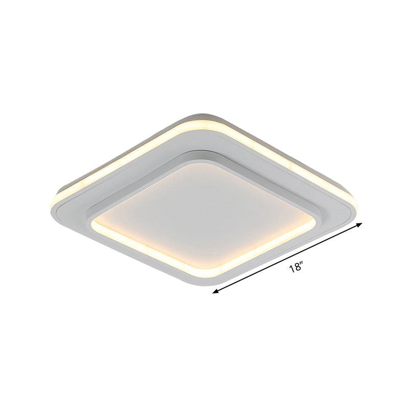 White Square Flush Mount Lighting Minimalist Acrylic 18