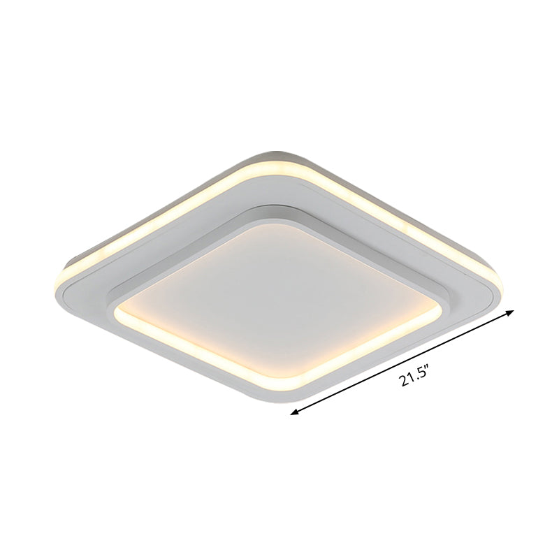 White Square Flush Mount Lighting Minimalist Acrylic 18