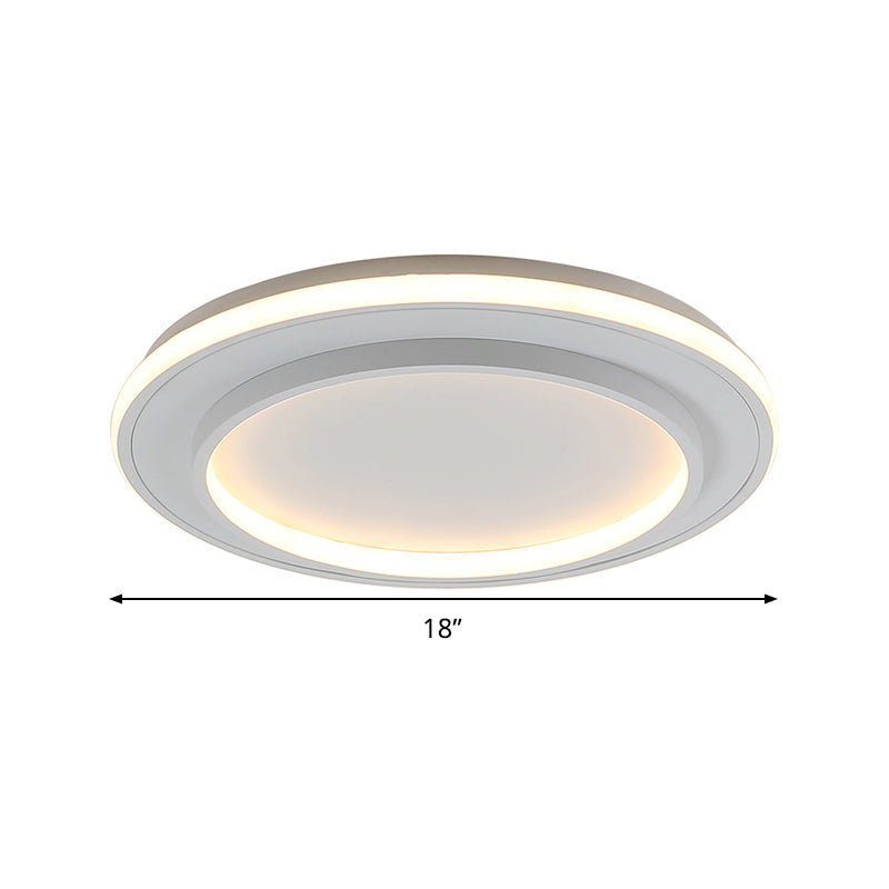 White Disk Flush Mount Light Simple Style Acrylic 18