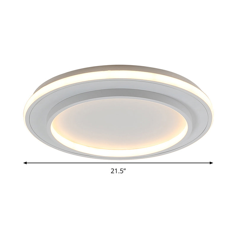 White Disk Flush Mount Light Simple Style Acrylic 18
