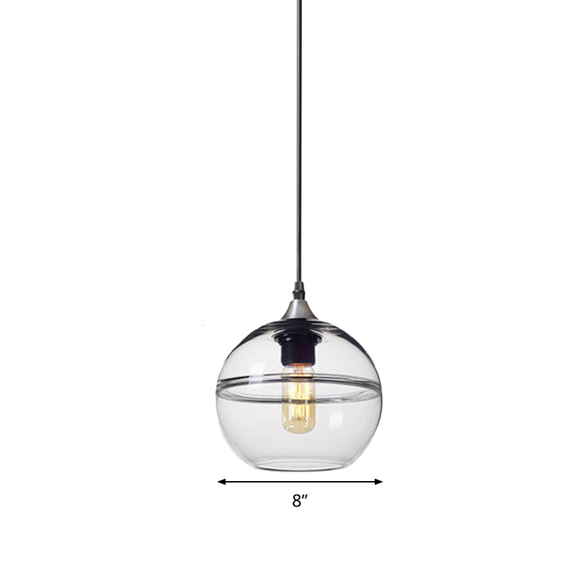 Globe Dining Room Pendant Lighting Blue/Clear Glass 1 Head 8