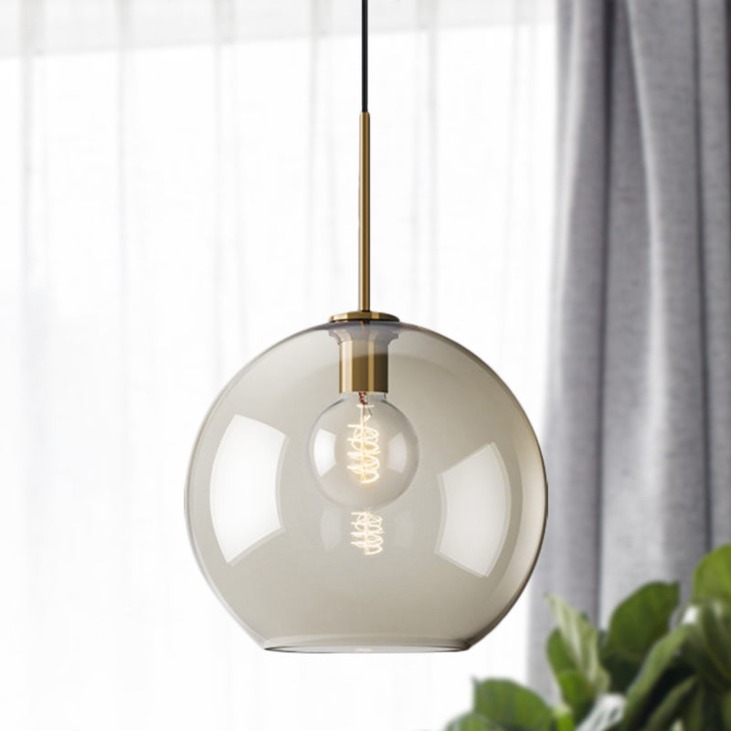 Amber Glass Sphere Pendant Lighting Modern 1 Head 8