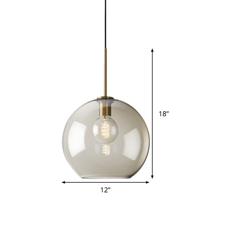 Amber Glass Sphere Pendant Lighting Modern 1 Head 8