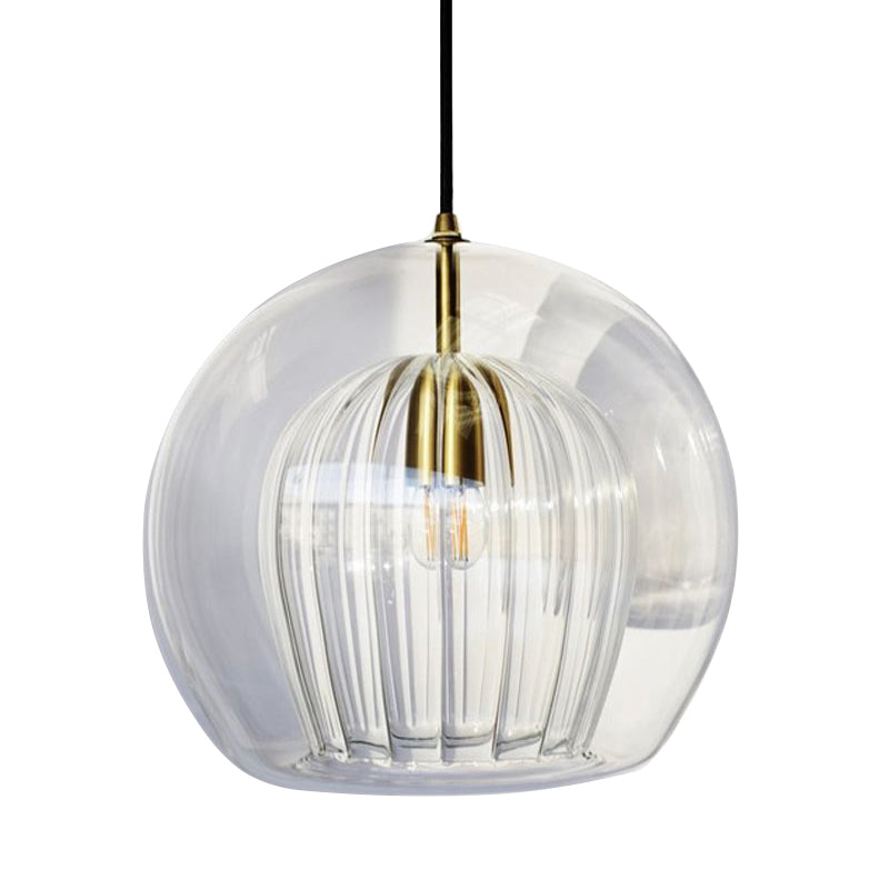 Globe Stairway Pendant Lighting Clear Glass 1 Head Nordic Hanging Lamp Kit, 6