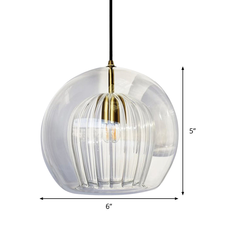 Globe Stairway Pendant Lighting Clear Glass 1 Head Nordic Hanging Lamp Kit, 6