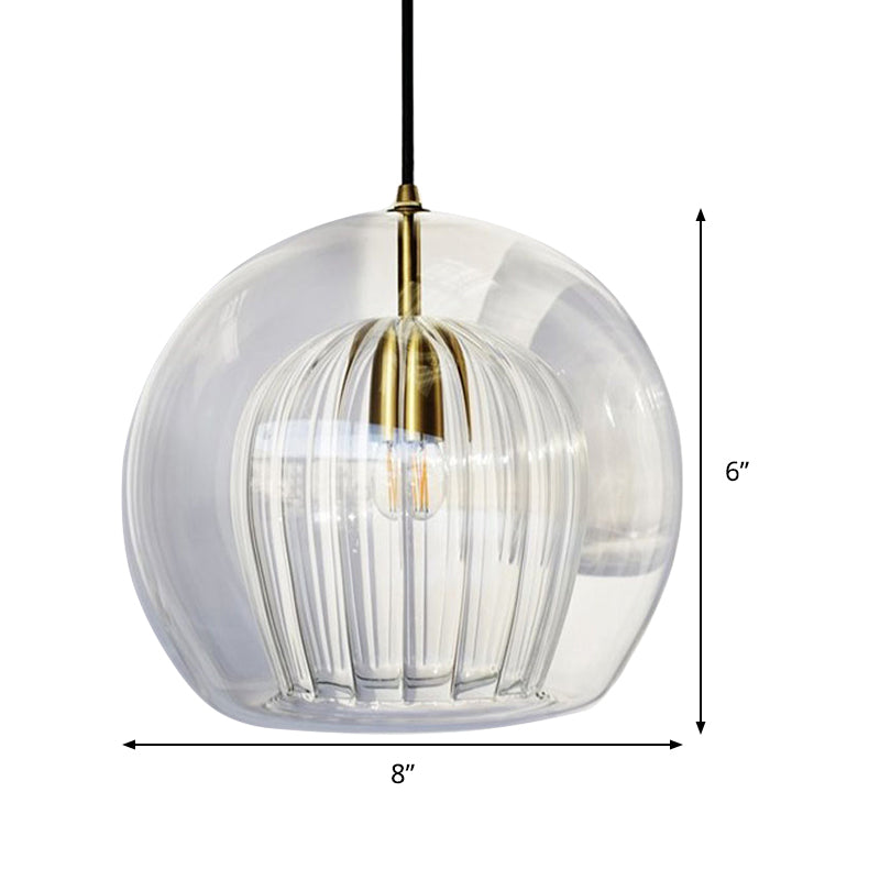 Globe Stairway Pendant Lighting Clear Glass 1 Head Nordic Hanging Lamp Kit, 6