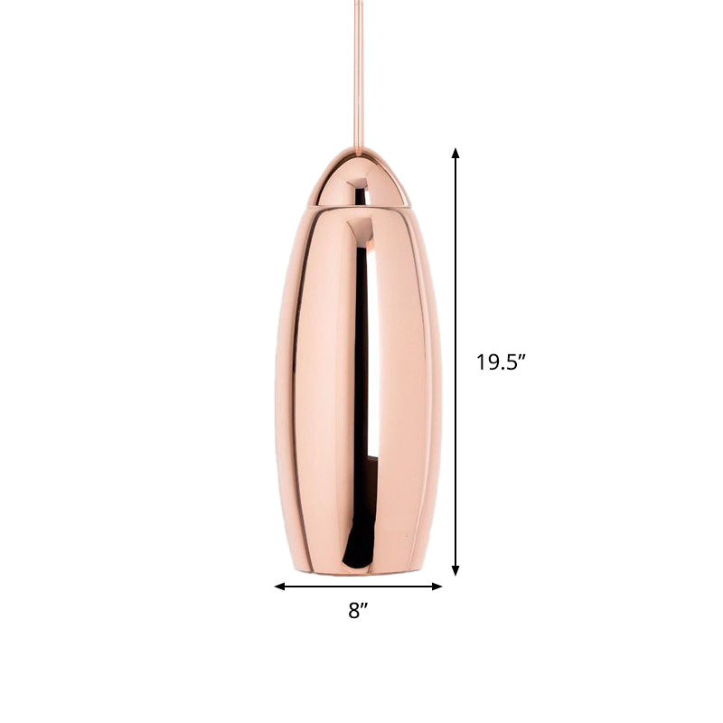 Modern 1 Head Hanging Light Copper Oval/Globe/Strip Pendant Ceiling Light with Mirror Glass Shade, 8