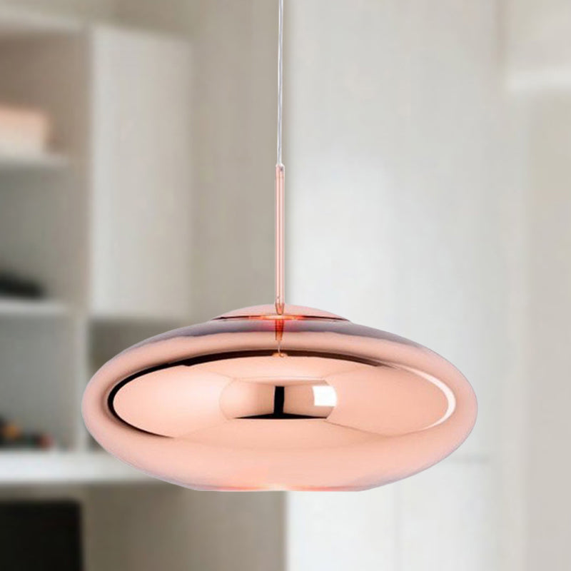 Modern 1 Head Hanging Light Copper Oval/Globe/Strip Pendant Ceiling Light with Mirror Glass Shade, 8