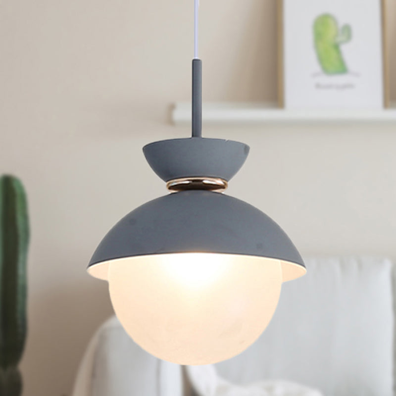 Flared Pendant Lighting Macaron Metal 1 Light Gray/Blue/Pink Hanging Ceiling Light for Dining Room Grey Clearhalo 'Ceiling Lights' 'Modern Pendants' 'Modern' 'Pendant Lights' 'Pendants' Lighting' 290318