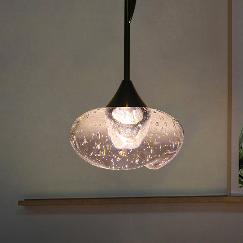 Clear Seeded Glass Oval Pendant Light Contemporary 1 Light Brass Hanging Ceiling Light Clearhalo 'Ceiling Lights' 'Glass shade' 'Glass' 'Modern Pendants' 'Modern' 'Pendant Lights' 'Pendants' Lighting' 290608