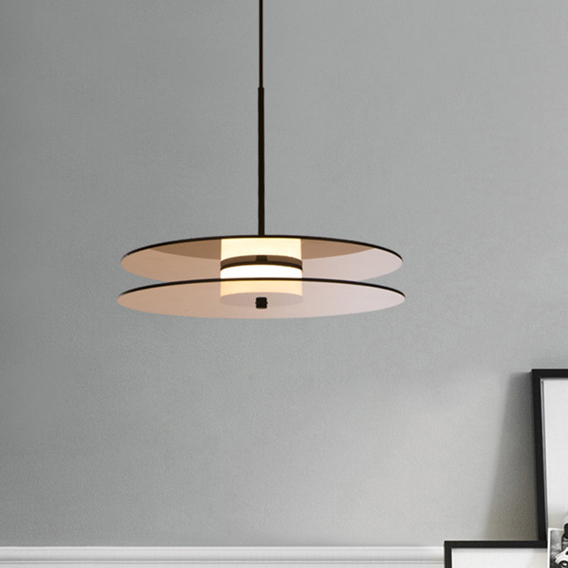 Tan Glass Disc Hanging Light Fixture Nordic 1 Light Pendant Ceiling Light for Dining Room Tan Clearhalo 'Ceiling Lights' 'Glass shade' 'Glass' 'Modern Pendants' 'Modern' 'Pendant Lights' 'Pendants' Lighting' 290613