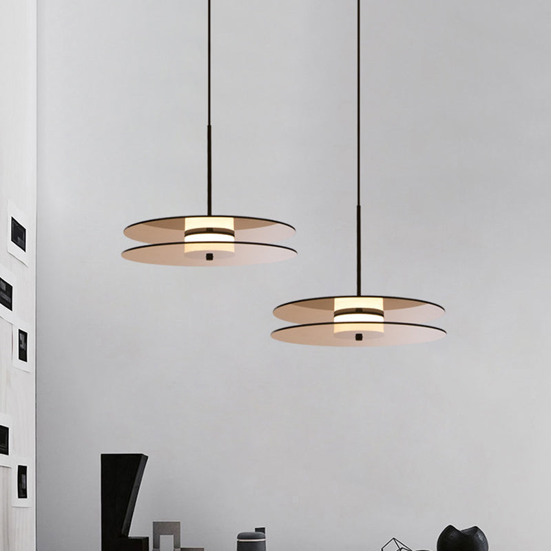 Tan Glass Disc Hanging Light Fixture Nordic 1 Light Pendant Ceiling Light for Dining Room Clearhalo 'Ceiling Lights' 'Glass shade' 'Glass' 'Modern Pendants' 'Modern' 'Pendant Lights' 'Pendants' Lighting' 290616