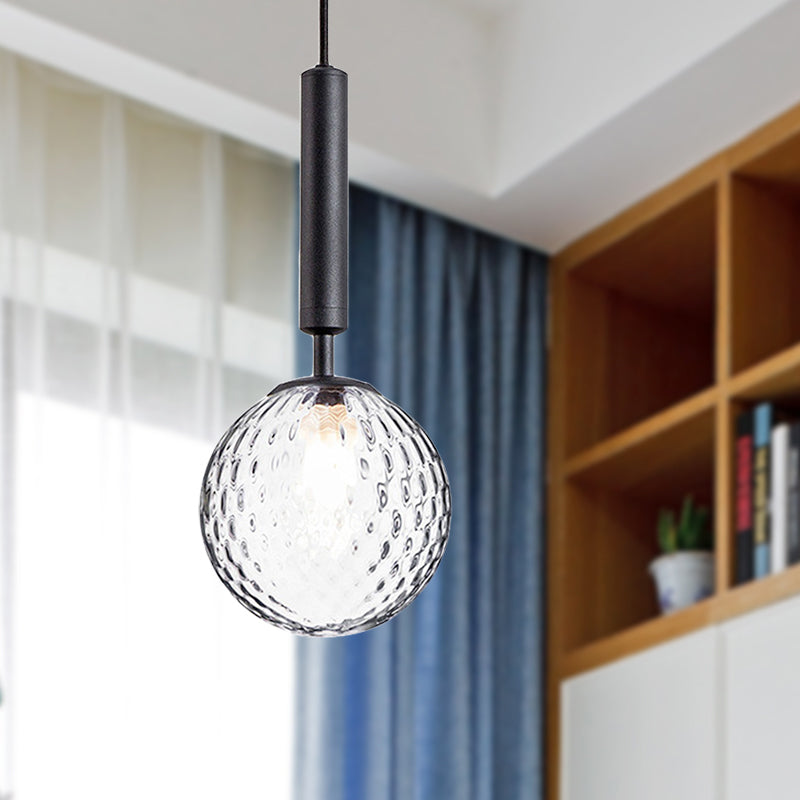 Modern Ball Clear Prism Glass Hanging Light Kit 1 Head Pendant Lamp in Black/Brass Black Clearhalo 'Ceiling Lights' 'Glass shade' 'Glass' 'Modern Pendants' 'Modern' 'Pendant Lights' 'Pendants' Lighting' 290872