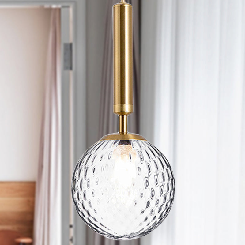 Modern Ball Clear Prism Glass Hanging Light Kit 1 Head Pendant Lamp in Black/Brass Brass Clearhalo 'Ceiling Lights' 'Glass shade' 'Glass' 'Modern Pendants' 'Modern' 'Pendant Lights' 'Pendants' Lighting' 290878